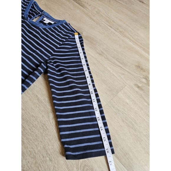 J Jill Women’s Size XS Dress Mixed Media Denim Shirttail Blue Striped W/Pockets - Picture 6 of 9